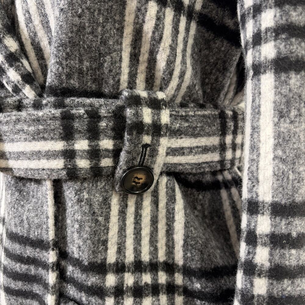 NWT Motherhood Maternity Women's Pea Coat Black & White Plaid Size Small Chrty - Picture 2 of 16